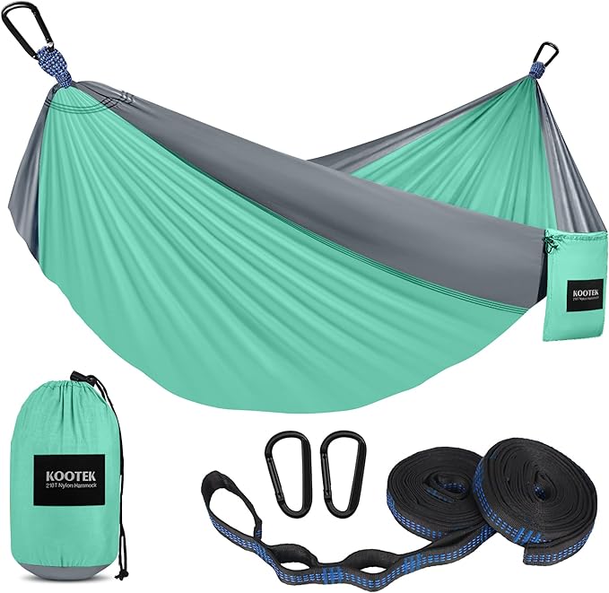 Kootek Camping Hammock, Portable Hammocks with Tree Straps & Attached Carry Bag, Camping Essentials Gear, Perfect for Outside Indoor Hiking Beach Backpack Travel