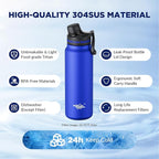 Membrane Solutions C3 Filtered Water Bottle, 32oz Stainless Steel Water Bottle with Replaceable Filter Cartridge, Portable Water Filter, Travel, Hiking & Camping for Drinking Water(Black)