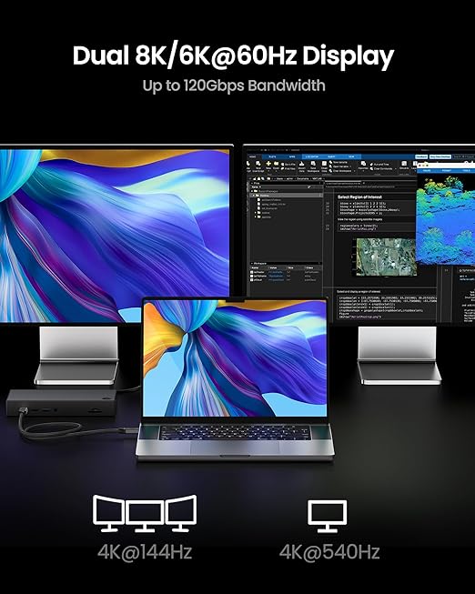 Silkland 80Gbps USB 4 for Thunderbolt 5 Cable 10FT/3M, up to 120Gbps Bandwidth for Dual 8K, 240W PD 3.1 Charging, Braided USB C Video Cable Compatible Thunderbolt 4, MacBook, iPhone 17, SSD, Dock