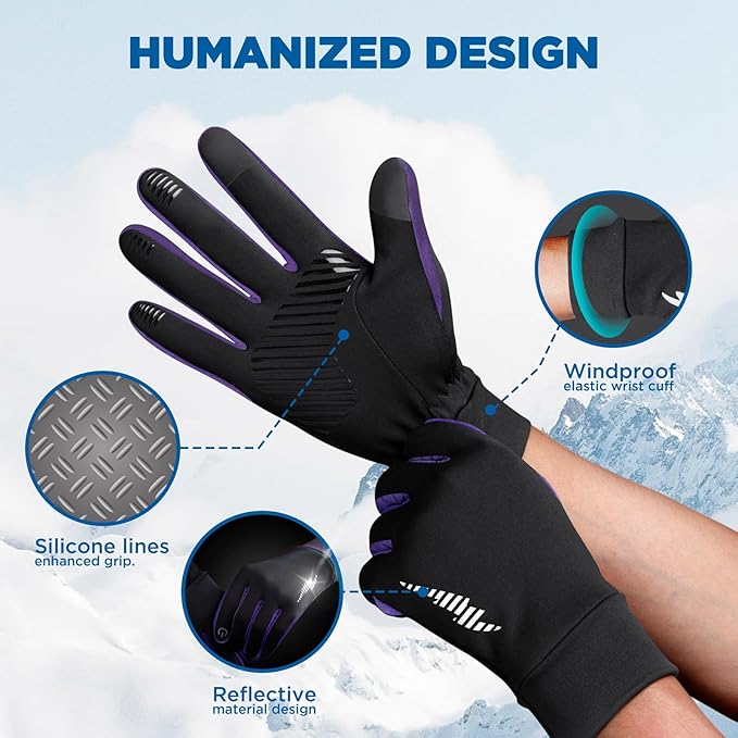 SIMARI Winter Gloves Women Men Ski Snow Gloves Liner Thermal Warm Touch Screen, Suit for Running, Cycling, Biking, Hiking, Driving, Walking, Typing, Freezer Work, Sports, Soccer, Shooting, Gaming 102
