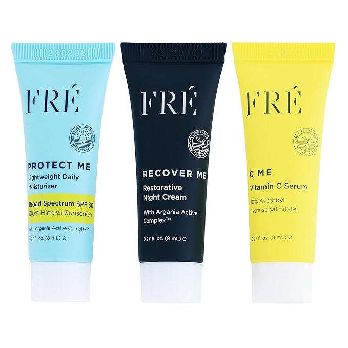 FRÉ Deluxe Mini Set – Travel-Size Clean Skincare Essentials with C ME Serum, Reef-Safe, Vegan, For Face & Body