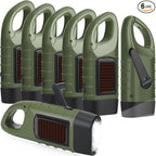 Mudder 6 Pcs Hand Crank Solar Powered Flashlights Emergency Rechargeable LED Handheld Flashlights for Survival Gear Outdoor Sports Camping Hiking Backpack Safety (Green)