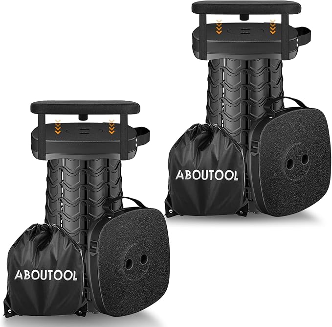 2 Pack Collapsible Stool with Soft Removable Cushion & Waterproof Carry Bag - Lightweight Folding Stool, 485lbs Capacity, Portable for Adults, Camping, Fishing, Hiking, Outdoor, Travel