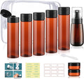 9 PCS 3.4oz Travel Bottles for Toiletries TSA Approved Travel Size Containers Leak Proof Plastic Squeeze Bottle Small Cream Jars & Refillable Spray Bottle for Shampoo Conditioner Toner(Brown)