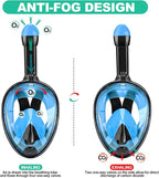 Full Face Snorkel Mask Adults with Dry Top System, Detachable Camera Mount, 180 Panoramic Anti-Fog Anti-Leak Diving Mask for Adult and Kids