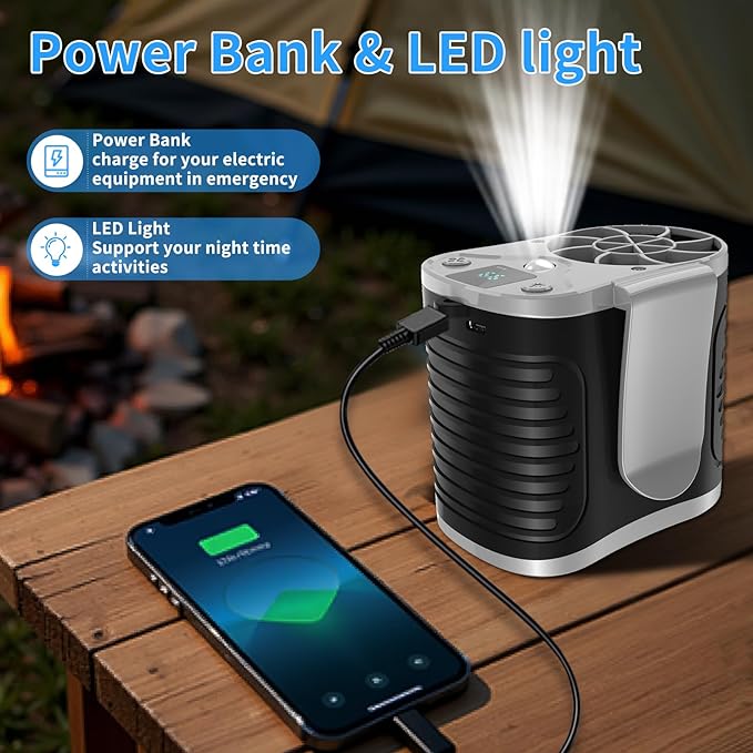 15000mAh Portable Waist Fan Rechargeable, 7 Speeds 10000RPM Neck Fan with LED Display, Hands-Free Wearable Belt Personal Fan for Outdoor, Jobsite, Traveling - Up to 28H Cooling Time