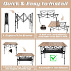 Aluminum Folding Camp Table w/Storage Bag, Roll Up Surface Portable Camping Table Height Adjustable Outdoor Indoor Use for Camping Picnic BBQ Backyard