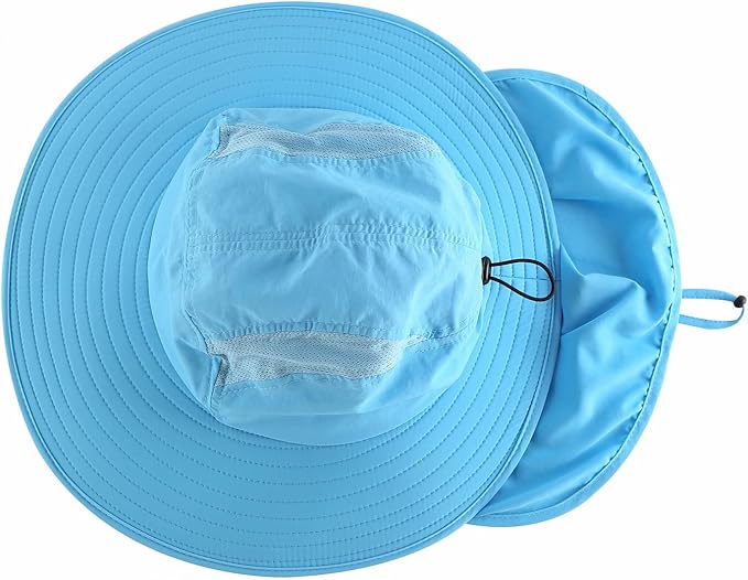 Home Prefer UPF 50+ Mens Wide Brim Fishing Hat with Neck Flap Sun Hat for Men Women Sun Protection Cap