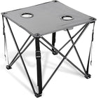 ARROWHEAD OUTDOOR 26” (66cm) Portable Camping Folding Table, 2 Cup Holders, Square, Carrying Case, Steel Frame, High-Grade 600D Canvas