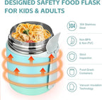 Pawtong10oz Soup Thermo for Hot Food Kids Insulated Food Jar,Thermo Hot Food Lunch Container, Width Mouth Stainless Steel Lunch Box for Kids with Spoon (Mint)