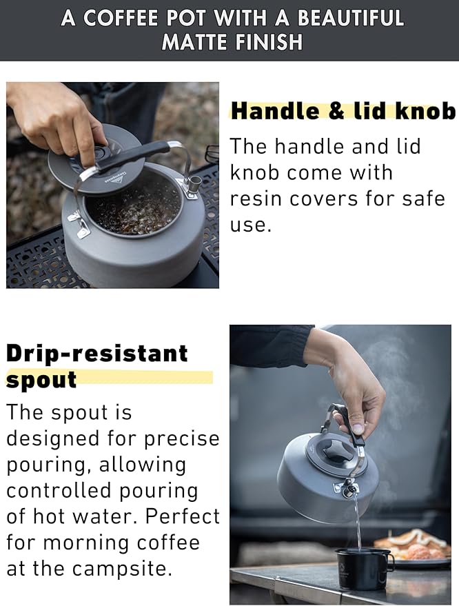 CAMPINGMOON Camping Kettle 1L Portable Ultra-Light Coffee Tea Pot S1000