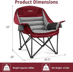 Oversized Camping Chair, Portable Folding Camping Chairs with Side Pocket, Cup Holder and Carry Bag, Heavy Duty Outdoor Camping Chairs for Adults, Fishing, Sports, Trip, up to 400lbs, Style 3