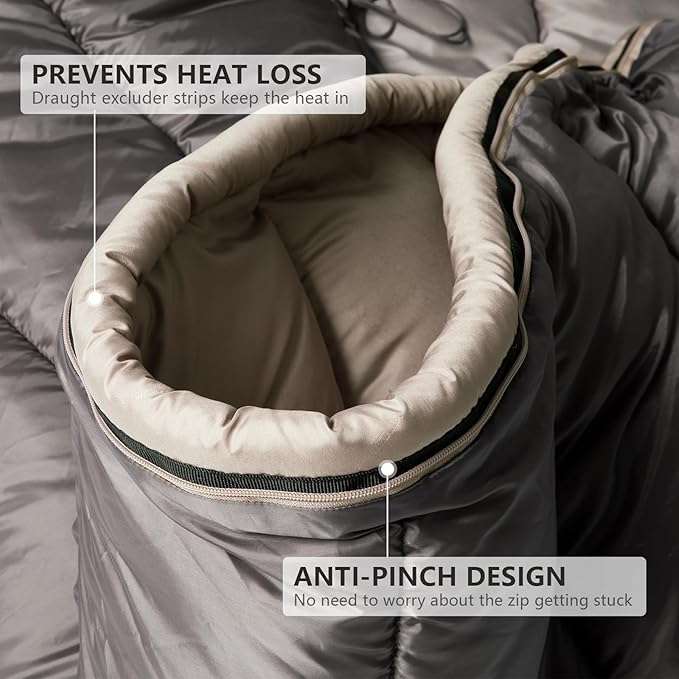 BISINNA 0 Degree Sleeping Bag XL for Adults Cold Weather Sleeping Bags Winter Big and Tall Large Sleeping Bags Zero Degree Camping