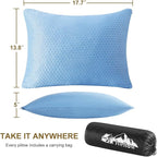 Ivellow Travel Pillow Camping Pillow for Sleeping Cooling Shredded Memory Foam Pillow Compressible Compact Medium Firm,Breathable Soft Cover,Ideal Outdoor Car Backpacking Hiking Essential Gear Blue S