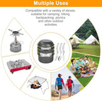 Camping Cookware Mess Kit Backpacking Pot Gear Camping Cooking Pots and Pans Set Camp Kitchen Equipment Accessories Green