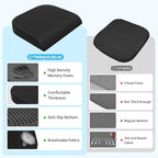 TranquilRelax XLarge Seat Cushion，Soft Foam Cushion for Long Sitting Hours on Office Chair, Home & Car, Non-Slip Chair Pad for Relieving Back & Sciatica & Hip & Coccyx Pain (Black)