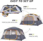 UNP 2/4/6/8 Person Tent, Portable Cabin Tent, Camping Tent 4-Person Easy Set Up, Waterproof with Top Rainfly for Outdoor Camping/Hiking
