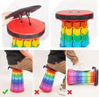 2 Pack Portable Telescoping Stools Collapsible Stool with Cushion,Retractable Foldingstool Max Load Capacity 400lbs, Portable Collapsible Stools for Camping Hiking Outdoor BBQ Rainbow-Red