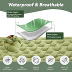 Double Sleeping Pad for Camping - 6" Ultra-Thick Camping Mattress with Pillow, Built-in Foot Pump, Compact 2-Person Portable Camping Mat for Backpacking, Hiking, Car Traveling, Beach, Tent