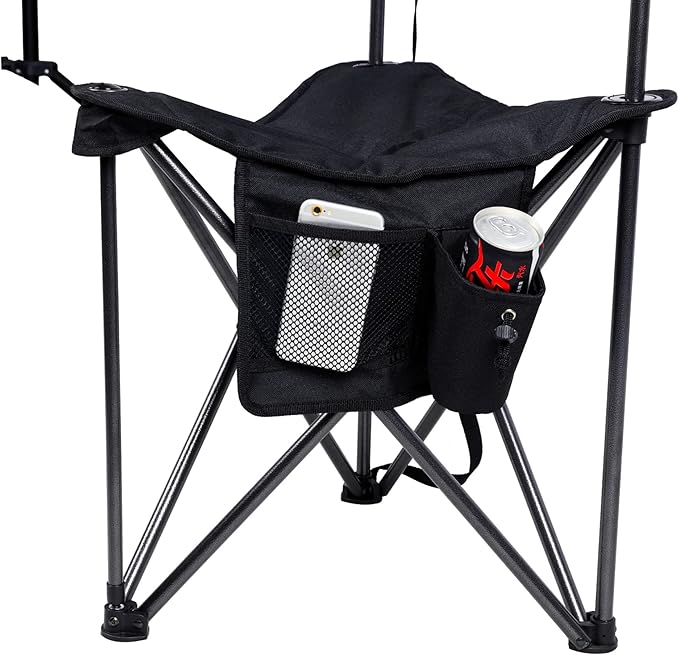 PORTAL Extra Large Quick Folding Tripod Stool with Backrest Fishing Camping Chair with Carry Strap