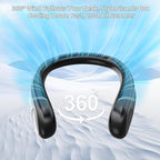 Portable Neck Fan,Personal Wearable Bladeless Fan,LED Display,4-Speeds,6000mAh USB Rechargeable,360° Strong Cooling Wind,Hands Free,Long Lasting,Birthday Gifts for Men Women Dad Mom (Black)