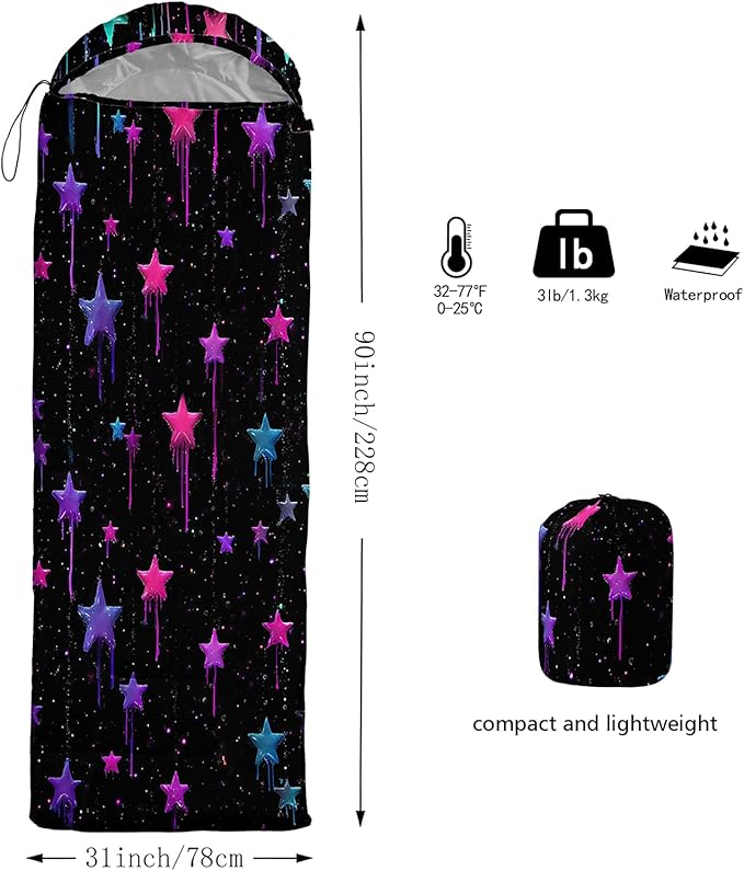 QOOMO Animals Camping Sleeping Bags,3 Season Warm & Cool Weather,Lightweight,Waterproof Sleeping Bags for Adults & Kids,Traveling,and Outdoors,Camping Gear Equipment