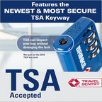 Brinks TSA Accepted Indicator Luggage Lock, Blue - Resettable 3-Dial Combination, 2.5 inch Long Cable Shackle, New More Secure TSA008 Key, 4 Pack
