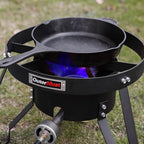 Gas Stove Propane Burner with Regulator and Cast Iron Braided Holes (single) for Outdoor Cooking, Camping and Seafood Boil