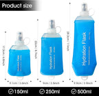 GYGYL Soft Flask, TPU Collapsible Soft Water Bottle for Hydration Pack, Running Vest, Leak-Proof Folding Water Bottle for Hiking Cycling Climbing Jogging-250ml Blue, 2pcs