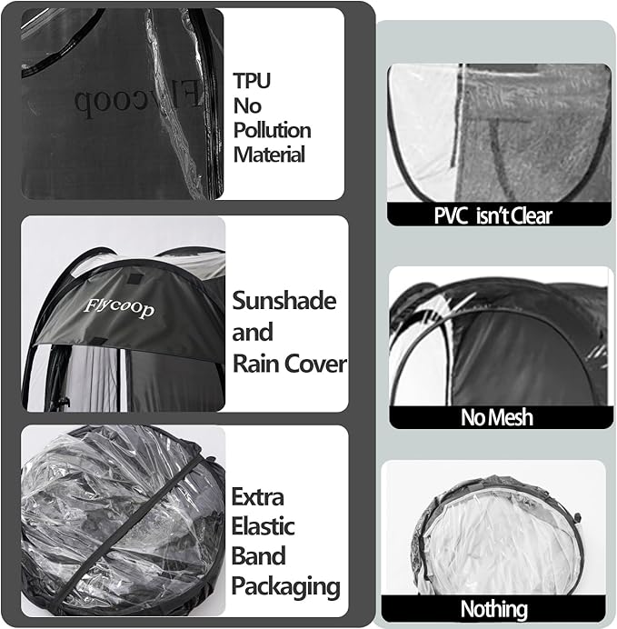 Sports Tent: Flycoop Portable Weather Pop Up Pod 1 Person to Provide Shelter from Wind Rain and Cold Weather Shelter for Outdoor Activities, Sports Events, Camping and Hiking