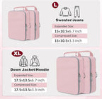 Extra Large Compression Packing Cubes for Travel Essentials, 2 Set Expandable Travel Cubes for Packing Compression Bags Luggage Suitcase Organizer, Pink