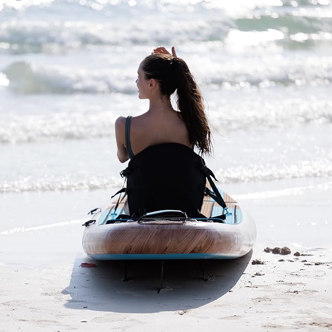 UPWELL Universal Kayak Seat with Detachable Storage Bag & 4 Adjustable Strap, Paddle Board Seat with Memory Foam Padded and Backrest for Kayak, Canoe, Sup