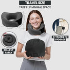 Travel Pillow, 100% Pure Memory Foam Travel Neck Pillow Airplane Neck Support Ergonomic Design for Traveling Suitable for Airplanes,Offices and Cars-Dark Grey