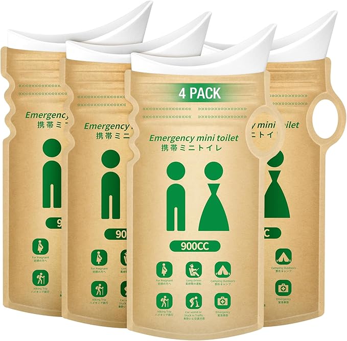 Disposable Urine Bags for Travel, 900ML Portable Solutions for Expedited Travel & Exigency Scenarios,Camping, Traffic Jams, Pregnant, Patient, Kids (Multi-Pack 4/9/12/27) (4 Pack)