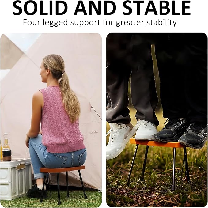 10 Inch Portable Folding Stool for Camping, Gardening, BBQ, and Outdoor Activities (Brown)