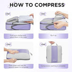 8 Set Compression Packing Cubes for Travel Essentials,Compressible Expandable Packing Cubes for Suitcase,OlarHike Luggage Organizer Bags for Travel,Handy Helper for Organizing Clothes(Purple Gray)