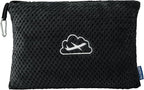 BEDELITE Travel Blanket with Bag, Ultra-Soft Jacquard Fleece Blanket with Luggage Sleeve & Backpack Clip, Airplane Blanket Travel Essentials, Black