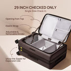 NINETYGO Large Checked Luggage 29 Inch, Flat Top Opening Check In Luggage with Brake Wheels, Expandable, Coffee-Infused PC Hard Shell, Eco-Friendly, TSA Lock, 360° Spinner Wheels (Latte)