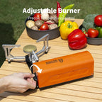 Portable Butane Gas Camping Stove - 7500 BTU Compact Folding Design with Carry Bag for Backpacking, RV Trips, Picnic & Outdoor Indoor Cooking, Orange