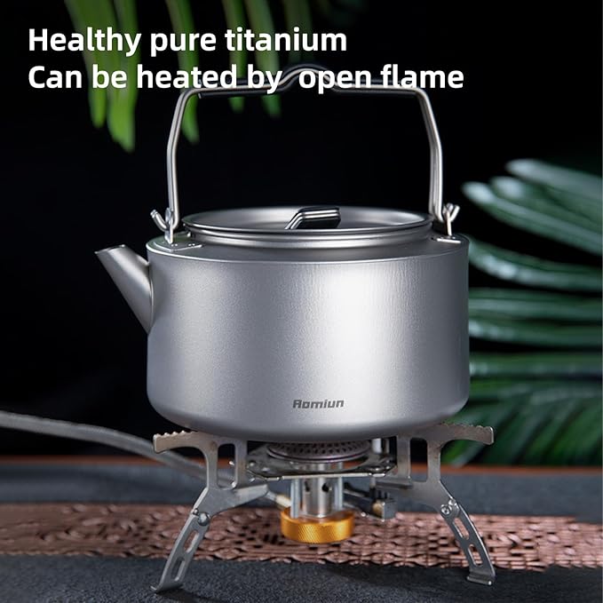Camping Kettle Titanium Camp Tea Coffee Pot Portable Lightweight Tea Kettle Teapot Fast Heating Campfire Kettle for Stove Top, Boiling Water, Outdoor, Hiking, Camping, Picnic, Traveling