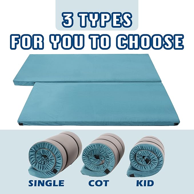 Foam Camping Mattress - Roll Up Sleeping Mat for Cot, Foam Sleeping Pad for Camping with Cover for Kids, Adults, Portable Camping Mat, Camping Pad for Bed, Car