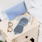 Sleep Mask 100% Mulberry Silk for Light Blocking, ZOESMIEN Eye Mask for Women Men Side Sleeper, Puffiness Dry Eyes Headache, Adjustable Strap, Christmas Gift Package, Misty Blue