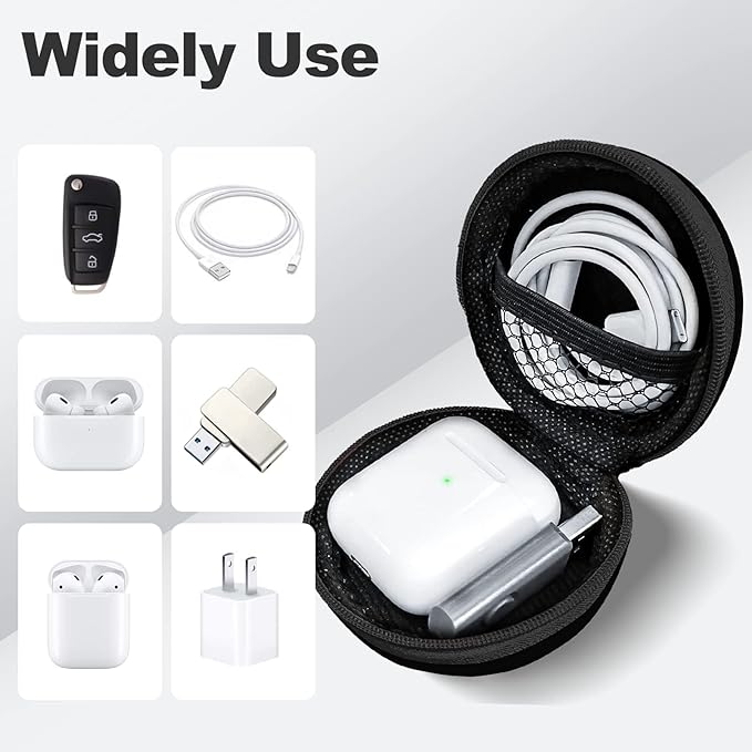 2Pack Round Earbud Case Portable EVA Carrying Case Storage Bag Cell Phone Accessories Organizer with Carabiner for Earphone, Earbud, Earpieces, SD Memory Card, Camera Chips, Black/Purple