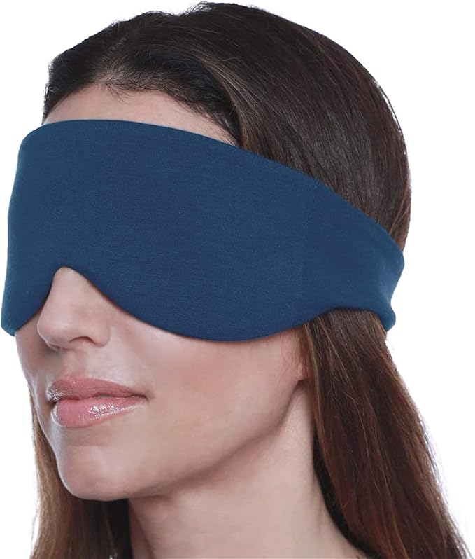 Happyluxe Escape Sleep Mask - Buttery Soft Airplane Eye Mask for Sleeping or Napping in Bed. Machine Washable. - Navy Blue, Made in USA
