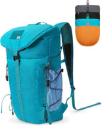 Blue Quartz Hiking Backpack 30L Lightweight Packable Backpack for Travel, Water Resistant Foldable Daypack for WoMen Men, Blue Green