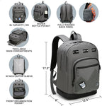 Swissdigital Design Big Student Laptop Backpack with Fun Personalized Patches For College Boys & Girls, Middle High School Teen Bookbag Cool Travel Daypack Grey- Includes 3 Patches | SD1718-03
