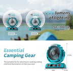 Camping LED Fan with Light, 40000mAh Rechargeable Battery Powered Outdoor Tent Fan with Light and Hook, 6 Speed, Personal USB Desk Fan for Camping, Fishing, Power Outage,Hurricane, Worksite
