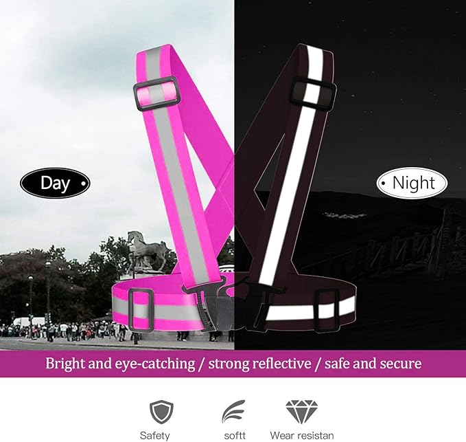Reflective Vest Running Gear 3Pack, Adjustable Safety Vests High Visible Reflective Belt Straps