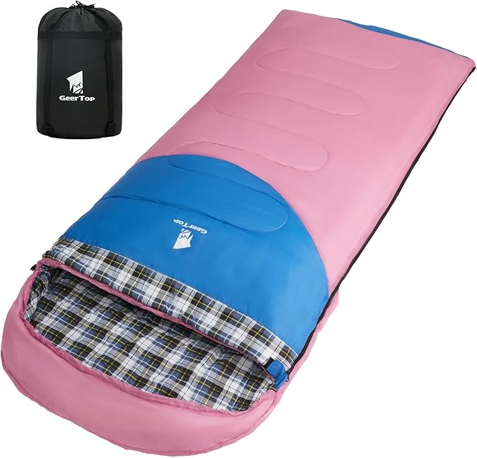 GEERTOP Flannel Sleeping Bags for Adults Big & Tall People Portable Cold Weather Envelope XXL All Seasons Camping Sleeping Bag