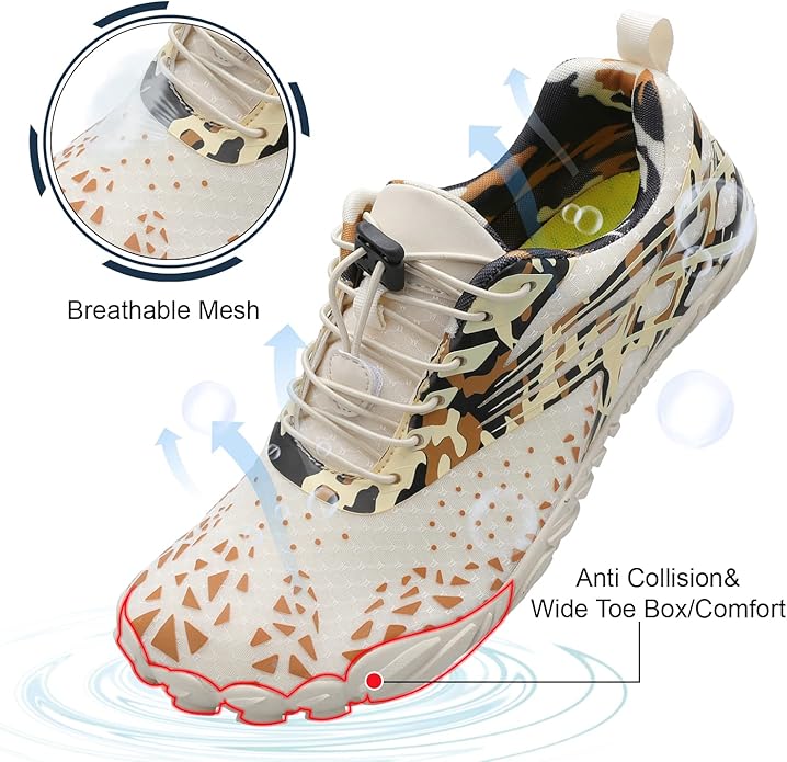 L-RUN Barefoot Water Shoes Women Mens Aqua Sock Athletic Hiking Water Sports Shoes for Swim Beach Pool Sand Diving Walking